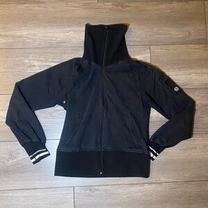 VGUC RARE Lululemon Non Stop Bomber Jacket Black w/ White Stripes